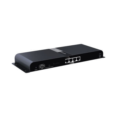 Kit Divisor y Extensor HDMI (Extender Splitter) / Divide 1 Fuente HDMI a 4 Pantallas / Extiende la señal HDMI hasta 120 m / Resolución 1080P @ 60 Hz / Cat 6/6a / Soporta IR / Baja Latencia / Uso24/7 / Alimente solo el Tx (PoC).