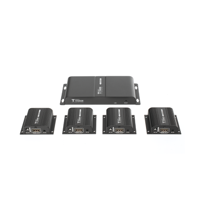 Kit Divisor y Extensor HDMI (Extender Splitter) / Divide 1 Fuente HDMI a 4 Pantallas / Extiende la señal HDMI hasta 40 m / Resolución 1080P @ 60 Hz / Cat 6/6a/7 / Cero Latencia / Salida Loop en el Tx / IR / Alimente solo el Tx (PoC).