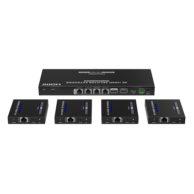 Kit Divisor y Extensor HDMI | 1x4 | Hasta 70 m |Resolución 4K @ 60 Hz | Cat 6/6a/7 | IPCOLOR | CERO LATENCIA | Puerto S/PDIF | EDID | RS232 | Salida Loop / PoC