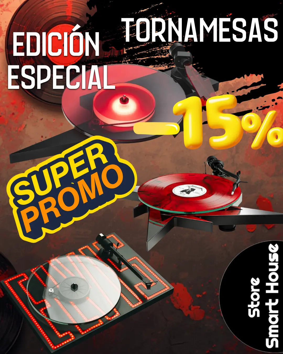 Banner móvil vertical de tornamesas Pro-Ject con promoción y descuento especial
