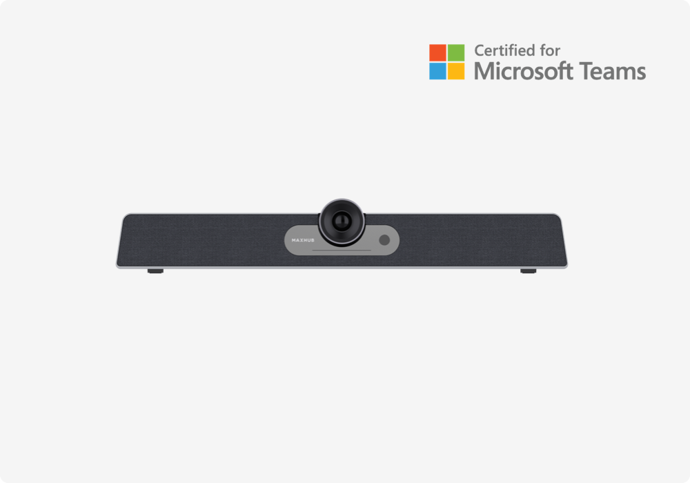 MAXHUB UC S07 Videobar USB Ultra HD Todo en uno, para salas pequeñas y medianas. Zoom digital 5X, 6 micrófonos integrados con 8 metros de alcance, cancelación de eco, anti-reverberación, algoritmo AGC incorporado, USB-C 3.0, RJ45 POE. audio out 3.5 mm