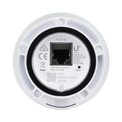 Cámara IP UniFi G4 Bullet resolución 4 MP (1440p) para interior y exterior, con micrófono incorporado, vista día y noche, PoE 802.3af