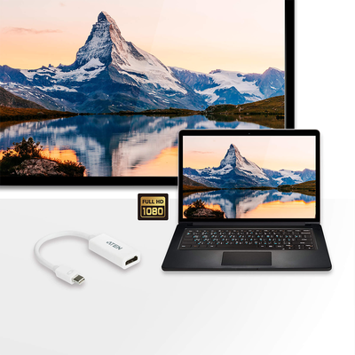 Adaptador de Mini DisplayPort a HDMI | Compatible con productos Macintosh | Admite sonido Dolby True HD y DTS HD Master Audio |