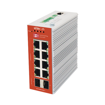 Switch L2+ PoE Industrial / Administración Cloud-Web-CLI / 8 Puertos PoE af/at 100/1000 Mbps / 2 Puertos SFP Gigabit / Presupuesto PoE 120 W / Protocolo ERSP (redundancia enlaces)