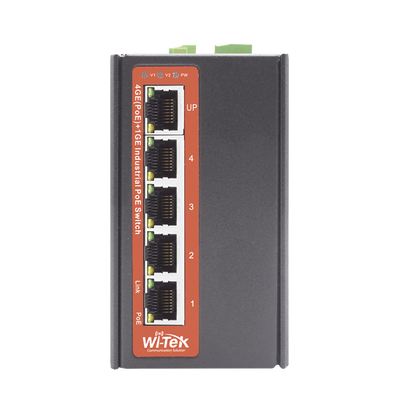 Switch Industrial PoE++ / No administrable / Con 4 puertos Gigabit PoE / 1 puerto Gigabit Uplink / Presupuesto 120W