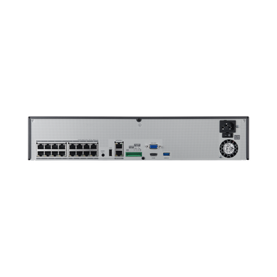 NVR de 12 Megapíxel sistema operativo Ubuntu Linux / Hasta 16 canales / 8TB Incluidos / 16 puertos PoE+ / H.265 & WiseStream / E/S de alarma / Incluye 1 Licencia de 4 canales