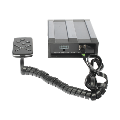 Sirena Vehicular de 100W de Potencia, Con Controlador Unimando Para Tonos, 2 Salidas Auxiliares y Microfono
