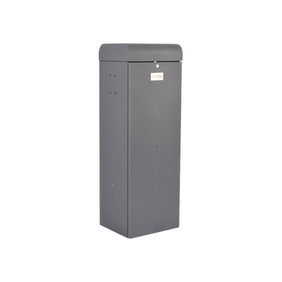 Barrera vehicular derecha / Soporta brazo de hasta 5.5 m / Final de carrera ajustable por programación / Movimiento fluido / Diseño elegante color Gris