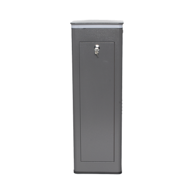 Barrera Vehicular Derecha / Soporta Brazo de Hasta 5.5 m / Final de Carrera Ajustable Por Programación / Movimiento fluido / Diseño Elegante Color Gris / Con Corona Led Semaforizada