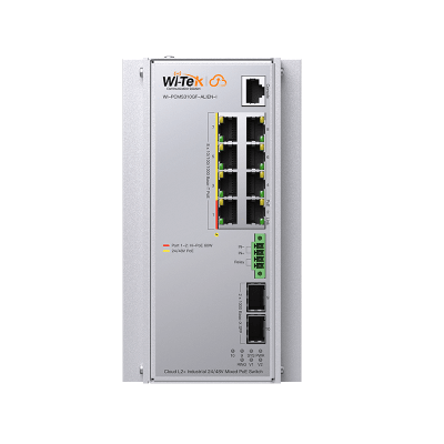 Switch Industrial Administrable Gigabit con 2 Puertos PoE bt + 6 Puertos PoE af/at o 24 V Pasivo + 2 SFP Gigabit, 240 W