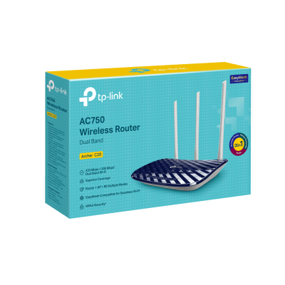 Router Inalámbrico / Boble Banda AC750 / 3 Antenas Externas Omnidireccional / 4 Puertos LAN 10/100 Mbps / 1 Puerto WAN 10/100 Mbps / EasyMesh