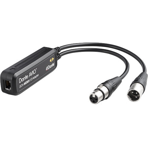 DANTE AVIOADP-AES3-AU-2X2 Adaptador para red de audio Dante, Alimentado a través de PoE, Audio bidireccional 2x2, conectores de entrada y salida XLR