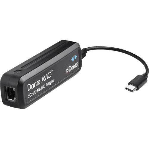 DANTE AVIO ADP-USBC-AU-2X2 Adaptador para red de audio Dante, Alimentado a través de PoE o USB, Audio bidireccional 2x2, Conecta la computadora a la red Dante, Audio Dante sobre IP, AES67 RTP, Compatible con Mac y Windows,