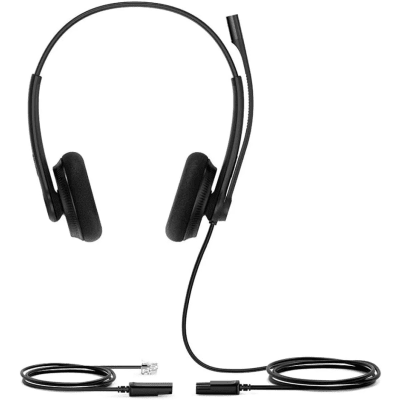 Diadema Alámbrica YHS34 Dual de Yealink QD a RJ9 con Almohadillas de Esponja