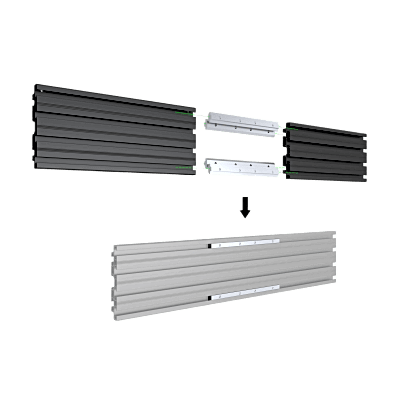Accesorio_ Riel de Aluminio con Longitud 1750 mm | Ancho 120 mm| Espesor 9 mm | Incluye Tapas y Tornillos | Compatible con estructura para Videowall | Diseño Modular