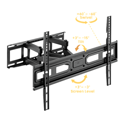 Montaje de Pared Universal Articulado para Monitores de 37 a 80" | Carga Máxima 40 Kg | Vesa 100 x 100 a 600 x 400| Fabricado en Acero