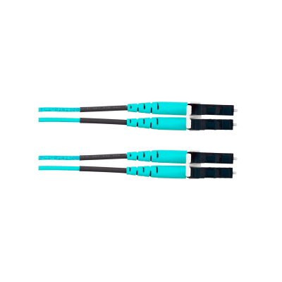 Jumper de Fibra Optica Multimodo 50/125 OM4, LC-LC Duplex, OFNR (Riser), Color Aqua, 8 ft