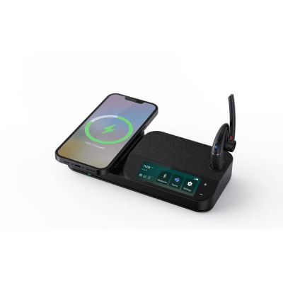 Auricular Bluetooth BH71 con Workstation de Yealink Con Pantalla Táctil de 3" con Cancelación de Ruido y Carga Inalámbrica para Smartphone