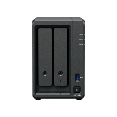 NAS Synology DiskStation DS725+ | 2 Bahías | Expandible hasta 7 Unidades | 2 Ranuras M.2 NVMe | Puerto 2.5GbE | Rendimiento 276 MB/s Lectura y 224 MB/s Escritura | Compatible con Unidad de Expansión DX525.