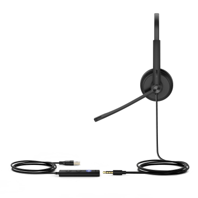 Diadema USB Alámbrica Yealink UH34 Dual Teams C/ Almohadillas de Cuero Compatible con Teléfonos IP Yealink y Computadoras