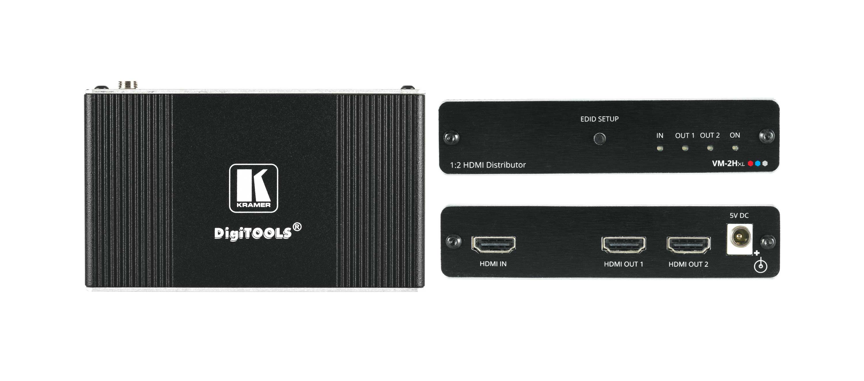 KRAMER VM-2Hxl Distribuidores Amplificador de HDMI 1 entrada HDMI 2 salidas. Regenera y ecualiza la señal y la distribuye a dos salidas idénticas.