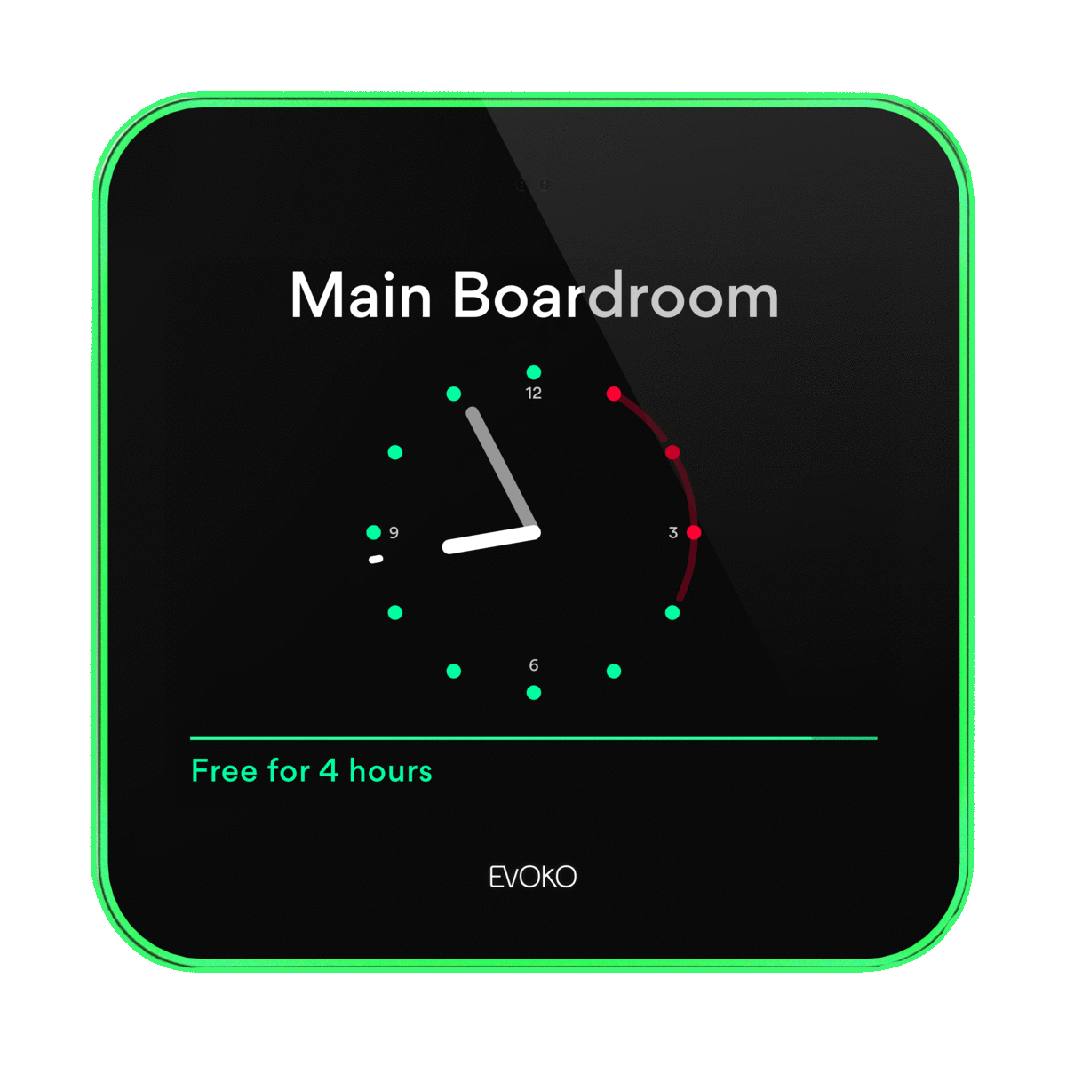 EVOKO LISO Sistema de reservación de salas, Intuitivo Interfaz de pantalla táctil de 8" fácil de usar. Indicadores luminicos de estado de ocupación configurable, Sensor de proximidad, PoE, WiFi, Puerto Ethernet, incluye kit de montaje a pared.