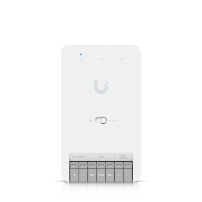Centro de Control de Acceso Compacto Ubiquiti UniFi / Terminal de Bloqueo 12V / Entradas Adicionales Sensor y Botón / Alimentación PoE++ / Conexión para Dos Lectores o Cámaras / Uso Interior