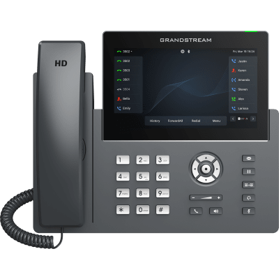 Teléfono IP Wi-Fi, Grado Operador, 12 líneas SIP con 6 cuentas, pantalla táctil 7", puertos Gigabit, Bluetooth, PoE, codec Opus, IPV4/IPV6 con gestión en la nube GDMS