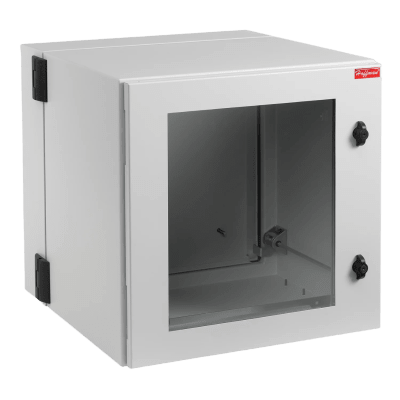 Gabinete Industrial ProTek de Puerta con Ventana, Protección NEMA Tipo 12; IP55; IK10, Abatible, Fabricado en Acero, 12 UR, Color Gris Claro