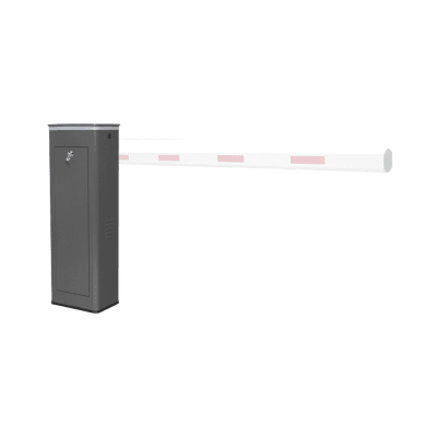 Barrera Vehicular Derecha / Soporta Brazo de Hasta 5.5 m / Final de Carrera Ajustable Por Programación / Movimiento fluido / Diseño Elegante Color Gris / Con Corona Led Semaforizada