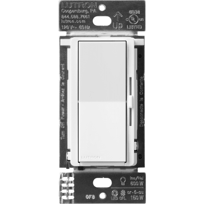 (Caseta Wireless) DIVA Atenuador de pared. Aumenta/Disminuye Intensidad de Iluminación. No requiere cable neutro. 150W LED / 600W INC/HAL