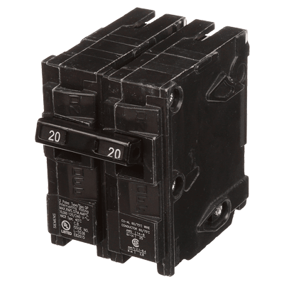 Interruptor automático enchufable tipo QP 2 polos, 20 amp