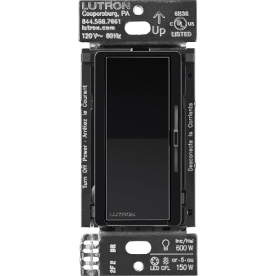 (Caseta Wireless) Atenuador de pared. Aumenta/Disminuye Intensidad de Iluminación. No requiere cable neutro. 150W LED / 600W INC/HAL