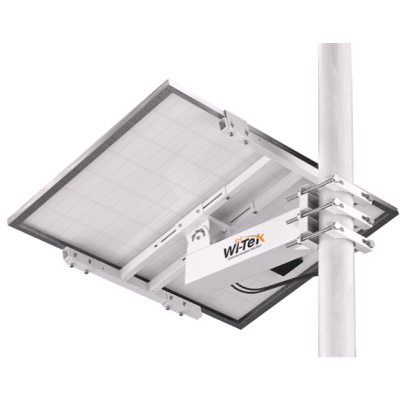 Soporte Montaje Panel Solar WI-BRKP133 para Postes / Estructura Galvanizada SGCC 2 mm / Ajuste Ángulo 0-75° / Compatible Postes Redondos 76-133 mm y Cuadrados 50-130 mm / Paneles hasta 900 mm Ancho y 35 mm Grosor / Resistente Corrosión y