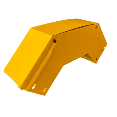 CHFIBER CURVA VERTICAL EXTERIOR A 90° DE ALUMINIO PERALTE 4" ANCHO 4" RADIO 8" CON RECUBRIMIENTO EN PINTURA EPÓXICA, INCLUYE TAPA , UN PAR DE COPLES Y TORNILLERÍA.