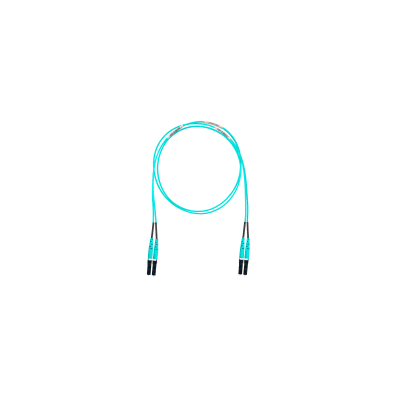 Jumper de Fibra Óptica Multimodo 50/125 OM4, LC-LC Duplex, OFNR (Riser), Color Aqua, 18 Metros