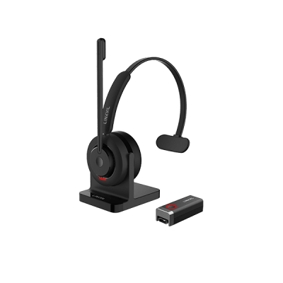 Diadema Inalámbrica DECT/Bluetooth con Micrófono Rotable /Audio HD/ Cancelación IA/ Incluye Base de Carga