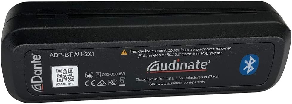 DANTE AVIO ADP-BT-AU-2X1 Adaptador para red de audio Dante, una la señal Bluetooth a red Dante, Compatible con Mac/Windows y iOS/Android