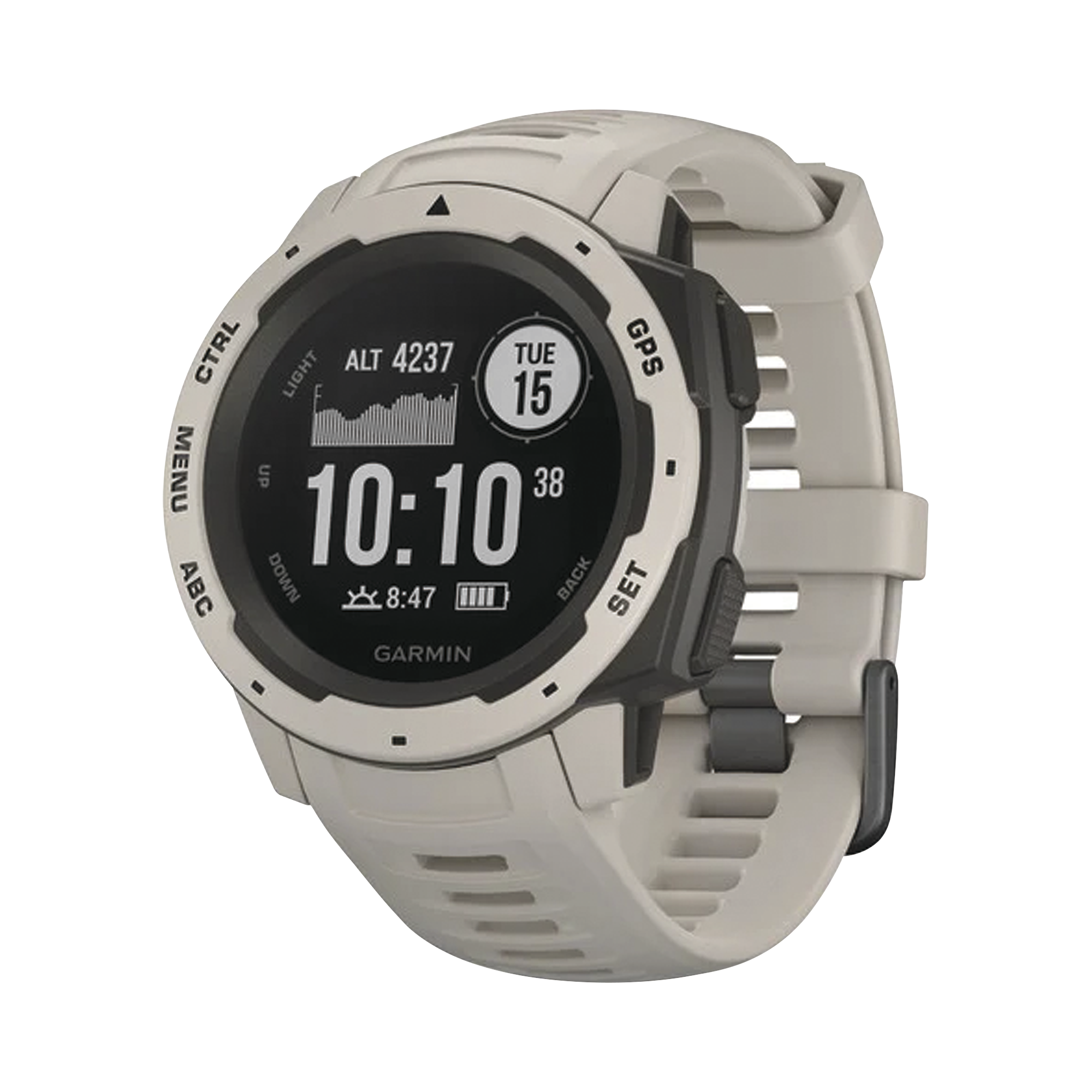 Reloj Garmin Instinct color tundra, ideal para uso en deportes o actividades al aire libre