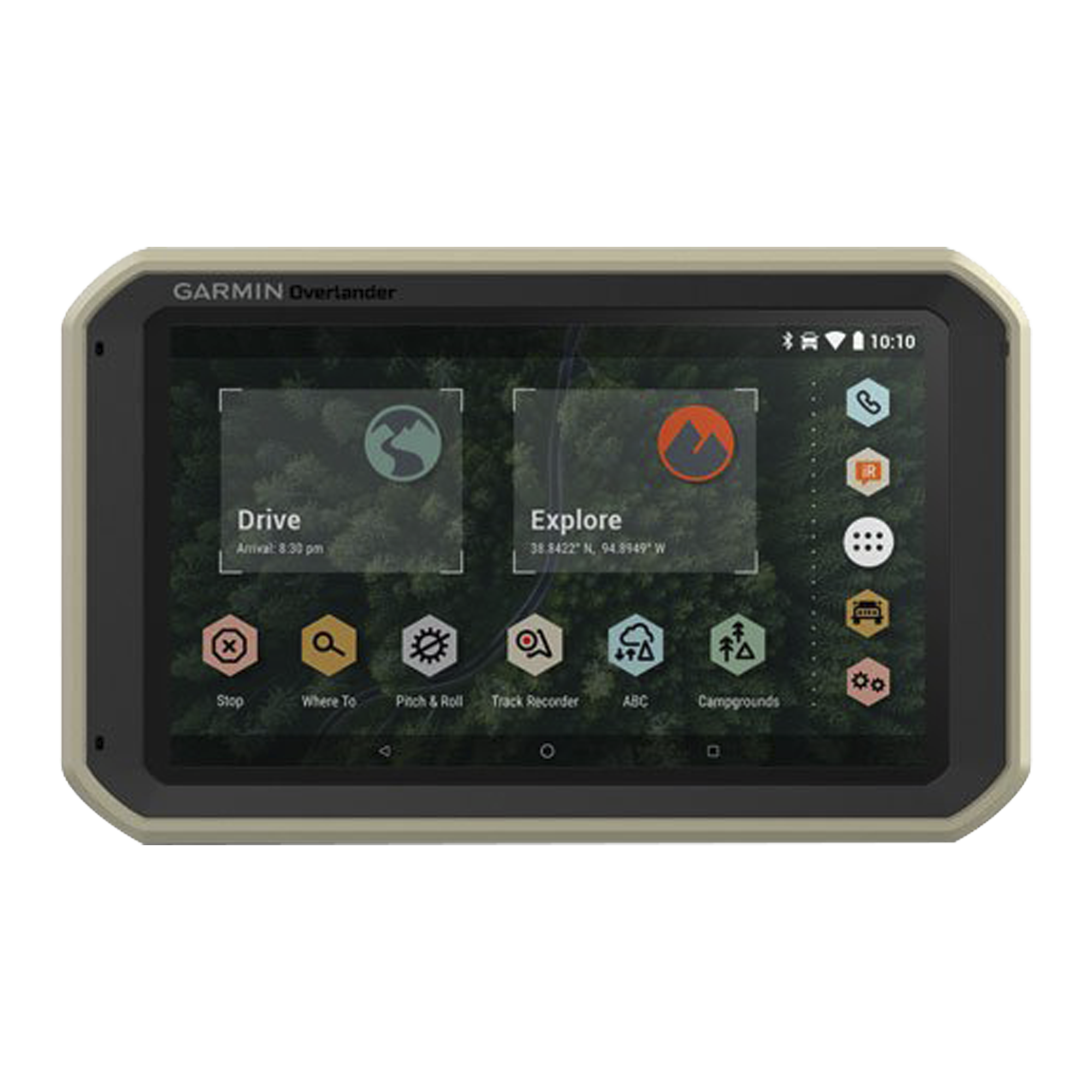 Navegador todo terreno Overlander, pantalla a color de 7" fabricado bajo norma militar MIL-STD 810.