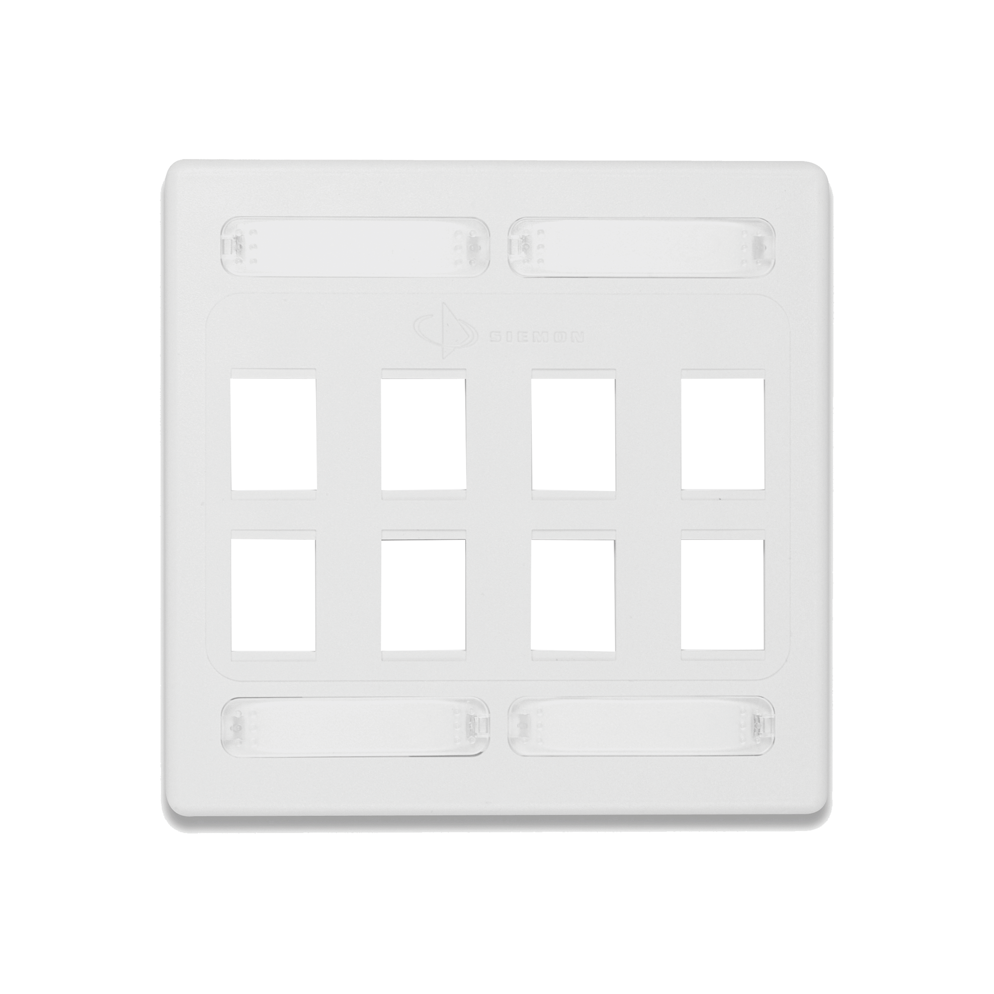 Placa de Pared Doble Modular 10G MAX de 8 Salidas, Color Blanco