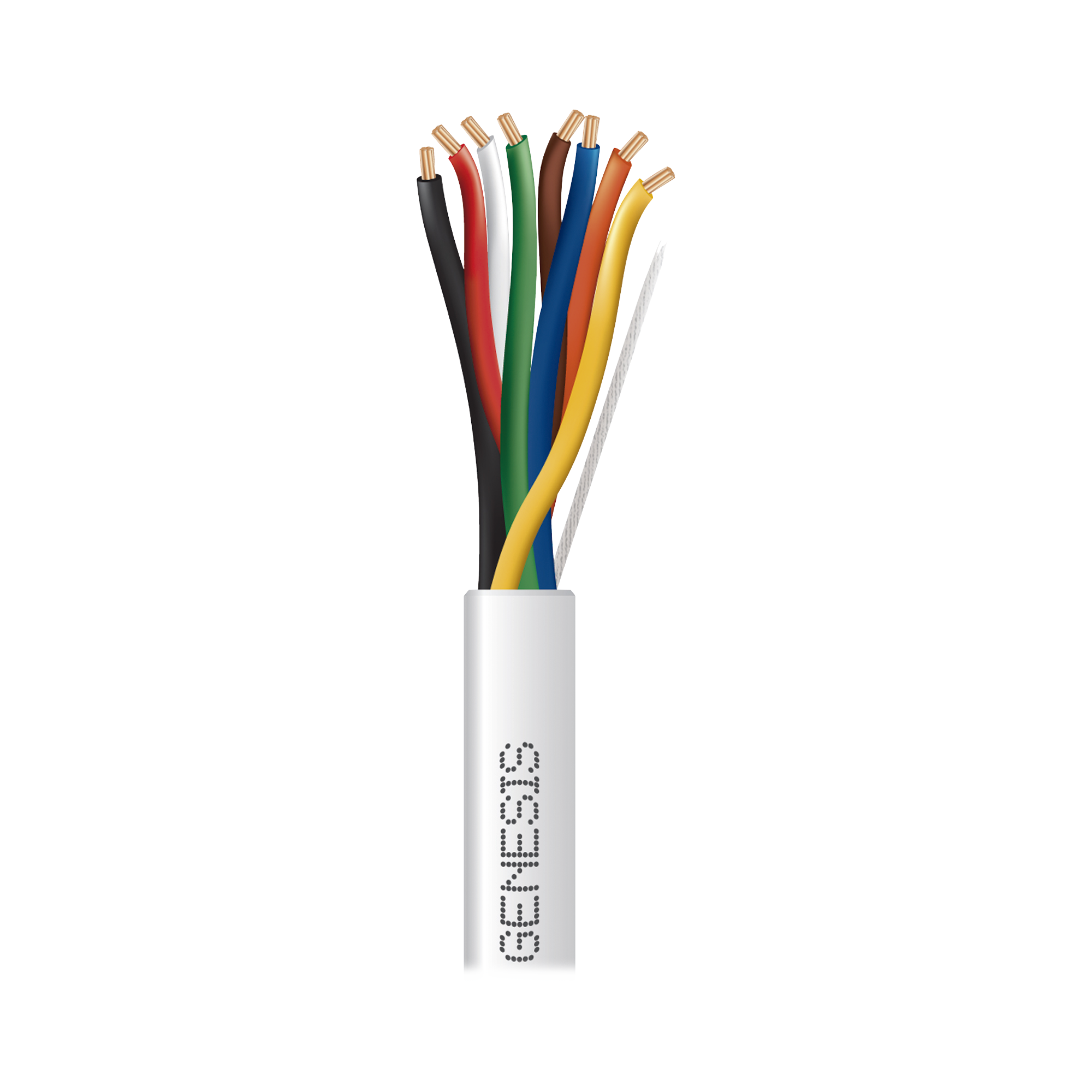 Bobina de 305 metros de cable, 22 AWG, 4 pares, de color blanco para aplicaciones de alarmas de intrusión y automatización.