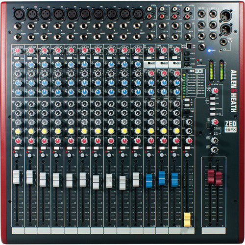 ALLEN & HEATH ZED-16FX Mezclador de grabación y en vivo 16 entradas: 10 canales mono y 3 estéreo,Efectos digitales y puerto USB para Mac y Windows