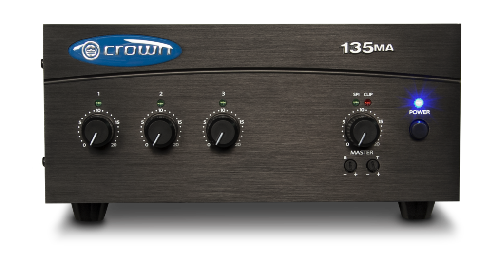 CROWN 135MA Mezclador-amplificador de tres entradas, 35W. 4 Ω, Linea 70 V y 100 V