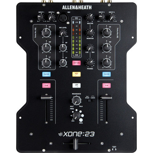 ALLEN & HEATH XONE:23 Mezclador para DJ 2+2  2+2 entradas de audio RCA estéreo 1 entrada de retorno RCA estéreo 1 entrada de micrófono XLR de 3 pines