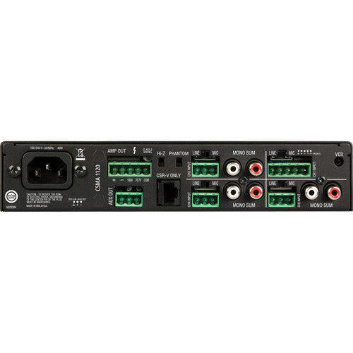 JBL CSM 1120 Mezclador Amplificador serie comercial 120W, 4 Entradas 1 Salida Conectores de entrada RCA/Euroblock, silenciamiento prioritario