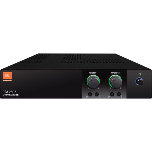 JBL CSA 280Z Amplificador serie comercial 2 canales 80W 4Ω y 8Ω Admite instalaciones de 70V y 100V Diseño de 1 RU, Perillas iluminadas