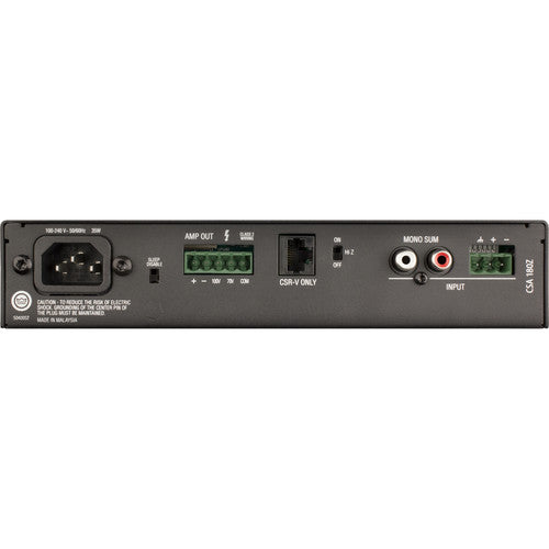 JBL CSA 180Z Amplificador serie comercial 80W 4Ω y 8Ω Admite instalaciones de 70 V y 100 V Diseño de 1 RU, Perillas iluminadas