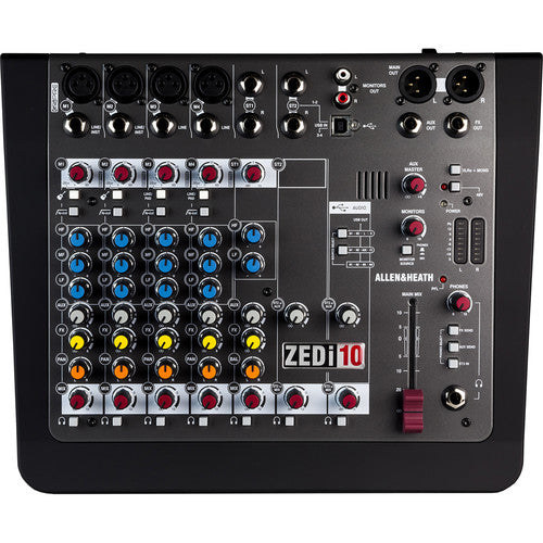 ALLEN & HEATH ZEDi-10 Mezclador de 10 canales/interfaz USB2 entradas de guitarra de alta impedanciaEnrutamiento de señal flexible a través de USB