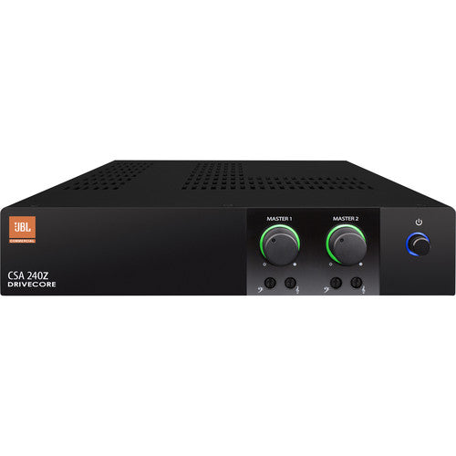 JBL CSA 240Z Amplificador serie comercial 2 canales 40W 4Ω y 8Ω Admite instalaciones de 70V y 100V Diseño de 1 RU, Perillas iluminadas
